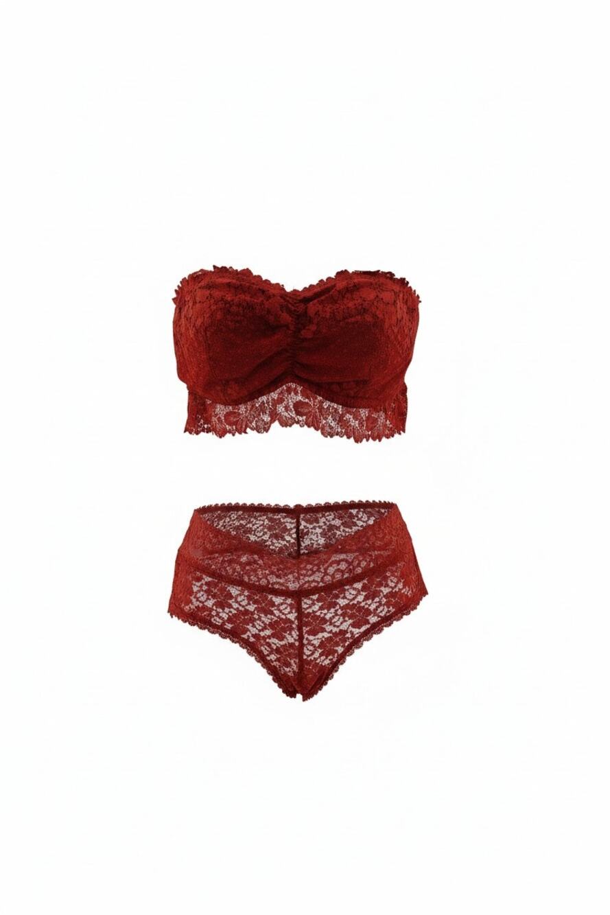 Auden Burnt Orange Lace Strapless Unlined Bandeau Bra Large